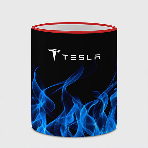 Кружка цветная Tesla Fire / 3D-Красный кант – фото 2