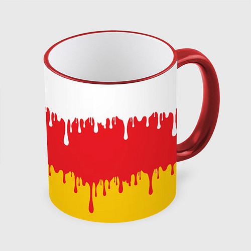 Кружка цветная Северная Осетия Алания потёки / 3D-Красный кант – фото 1