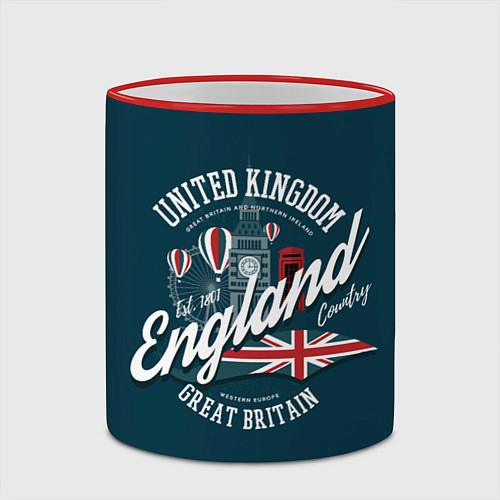 Кружка цветная Англия England / 3D-Красный кант – фото 2