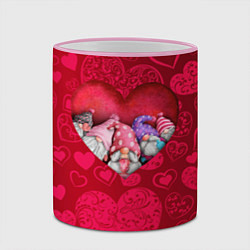 Кружка 3D Гномы в красном сердце, цвет: 3D-розовый кант — фото 2