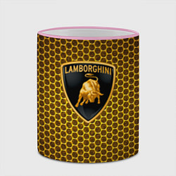 Кружка 3D Lamborghini gold соты, цвет: 3D-розовый кант — фото 2