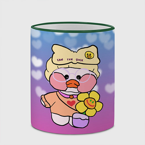 Кружка цветная УТЯ ЛАЛАФАНФАН СЕРДЕЧКИ / 3D-Зеленый кант – фото 2