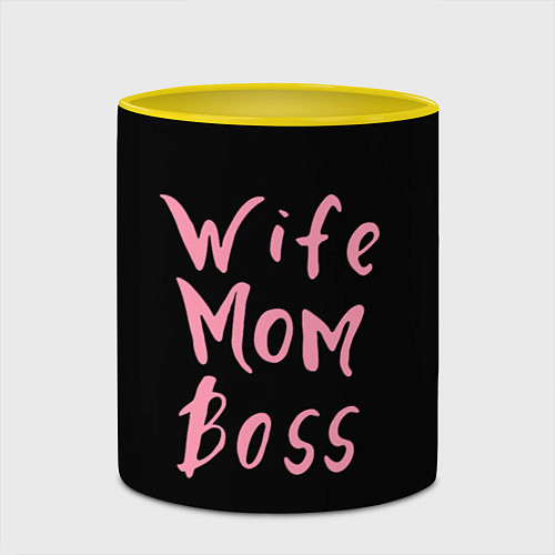 Кружка цветная Wife Mom Boss / 3D-Белый + желтый – фото 2