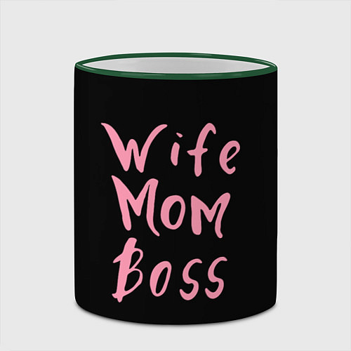 Кружка цветная Wife Mom Boss / 3D-Зеленый кант – фото 2