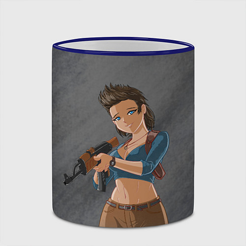 Кружка цветная Nathan Drake girl from Uncharted by sexygirlsdraw / 3D-Синий кант – фото 2