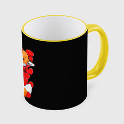 Кружка 3D Лиса Символ любви, цвет: 3D-желтый кант