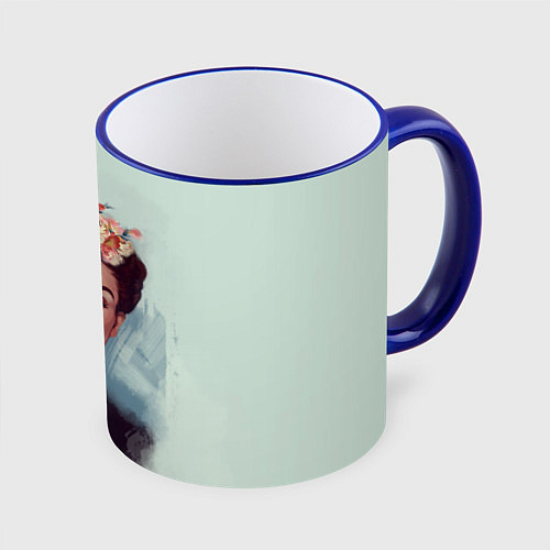 Кружка цветная Фрида Кало де Ривера / 3D-Синий кант – фото 1