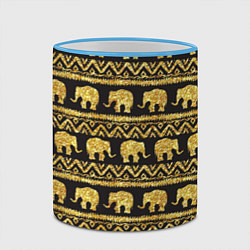 Кружка 3D Золотые слоны, цвет: 3D-небесно-голубой кант — фото 2
