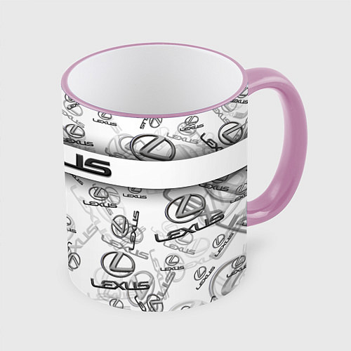 Кружка цветная LEXUS BIG EMBLEMA PATTERN / 3D-Розовый кант – фото 1