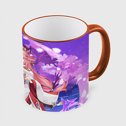 Кружка 3D Yae Miko Genshin Impact, цвет: 3D-оранжевый кант