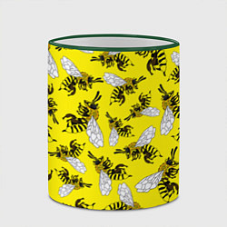 Кружка 3D Пчелы на желтом, цвет: 3D-зеленый кант — фото 2