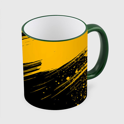 Кружка цветная Black and yellow grunge / 3D-Зеленый кант – фото 1
