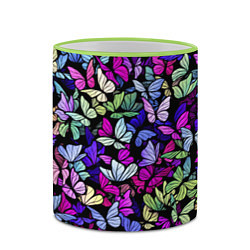 Кружка 3D Витражные бабочки, цвет: 3D-светло-зеленый кант — фото 2