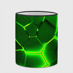 Кружка 3D 3D ПЛИТЫ НЕОН NEON GREEN HEXAGON РАЗЛОМ, цвет: 3D-черный кант — фото 2