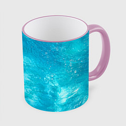 Кружка 3D Голубой океан Голубая вода, цвет: 3D-розовый кант