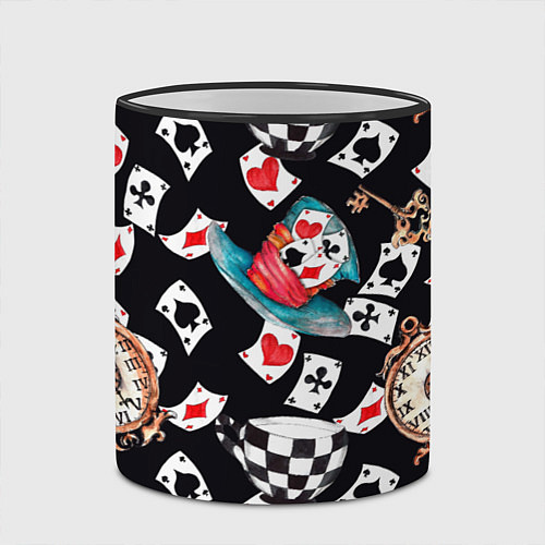 Кружка цветная Алиса в стране чудес - карты / 3D-Черный кант – фото 2