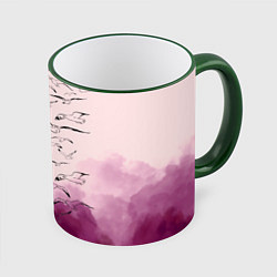 Кружка 3D Птицы на небе, цвет: 3D-зеленый кант