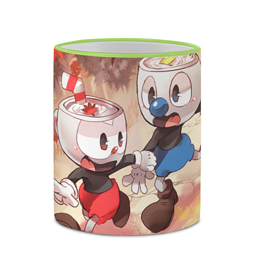 Кружка цветная Осенняя Прогулка Чашек Cuphead / 3D-Светло-зеленый кант – фото 2