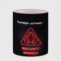 Кружка 3D Five Nights at Freddys: Security Breach logo, цвет: 3D-розовый кант — фото 2