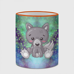 Кружка 3D Маленький серый волк, цвет: 3D-оранжевый кант — фото 2