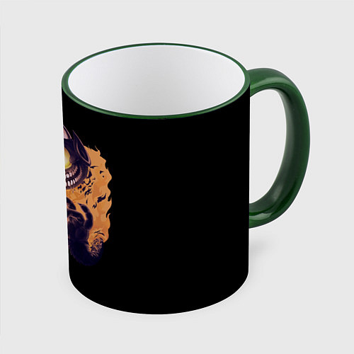 Кружка цветная Борьба Чашки с Дьяволом Cuphead / 3D-Зеленый кант – фото 1