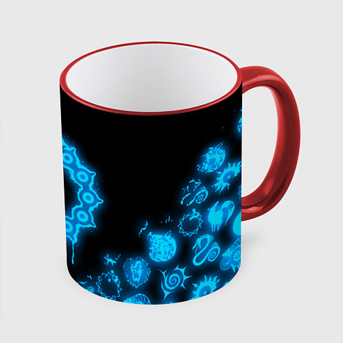 Кружка цветная МЕЛИОДАС НЕОНОВЫЙ 7 СМЕРТНЫХ ГРЕХОВ / 3D-Красный кант – фото 1