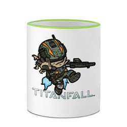 Кружка 3D Титанфол арт мультяшный TITANFALL, цвет: 3D-светло-зеленый кант — фото 2