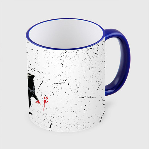 Кружка цветная BANKSY БЭНКСИ крыса / 3D-Синий кант – фото 1