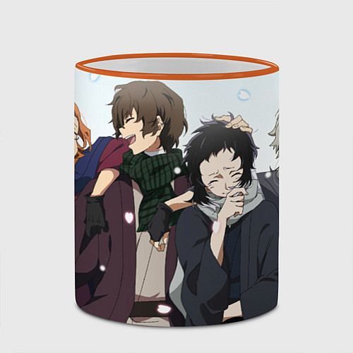 Кружка цветная Bungo Stray Dogs art / 3D-Оранжевый кант – фото 2