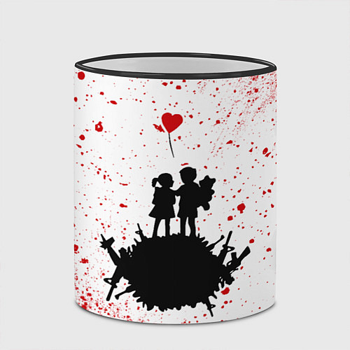 Кружка цветная BANKSY - МАЛЬЧИК И ДЕВОЧКА Арт / 3D-Черный кант – фото 2