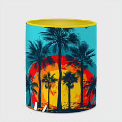 Кружка 3D Hawaii Солнце, Пальмы, цвет: 3D-белый + желтый — фото 2