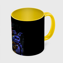 Кружка 3D Five Nights at Freddys - FNAF персонажи игры, цвет: 3D-белый + желтый