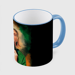Кружка 3D Nirvana - Kurt Cobain with a gun, цвет: 3D-небесно-голубой кант