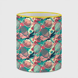 Кружка 3D Ракетки для тенниса, цвет: 3D-желтый кант — фото 2