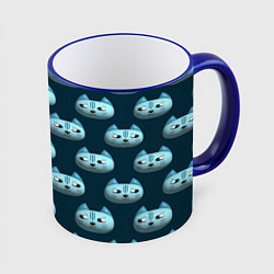 Кружка 3D Мордочки котов с эффектом 3d Паттерн, цвет: 3D-синий кант