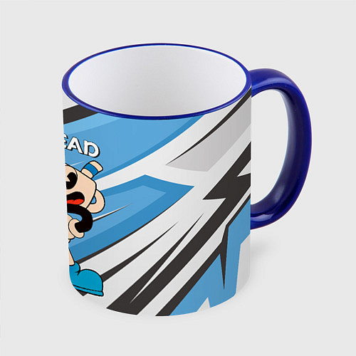 Кружка цветная Cuphead синяя чашечка / 3D-Синий кант – фото 1