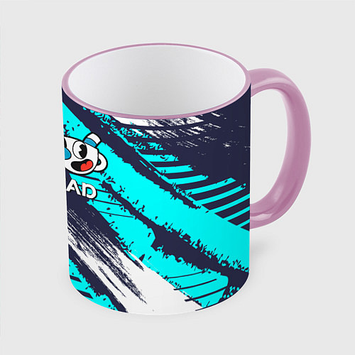 Кружка цветная Cuphead две чашечки / 3D-Розовый кант – фото 1