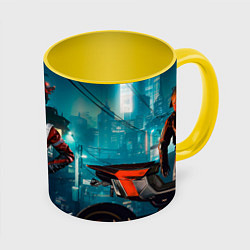 Кружка 3D Panam cyberpunk 2077, цвет: 3D-белый + желтый