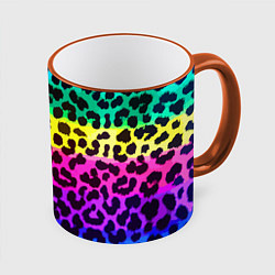 Кружка 3D Leopard Pattern Neon, цвет: 3D-оранжевый кант