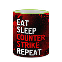 Кружка 3D Eat Sleep Counter Strike Repeat Брызги, цвет: 3D-светло-зеленый кант — фото 2