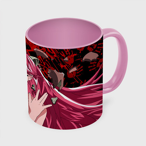Кружка цветная Elfen Lied 3D / 3D-Белый + розовый – фото 1