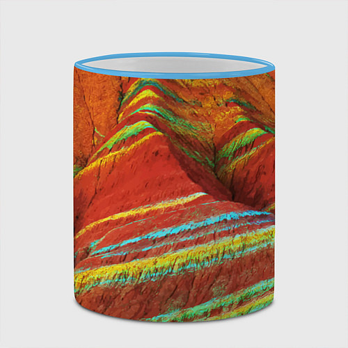 Кружка цветная Знаменитые разноцветные горы Китай / 3D-Небесно-голубой кант – фото 2