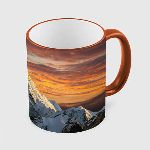 Кружка цветная Та самая Джомолунгма Сагарматха Everest / 3D-Оранжевый кант – фото 1