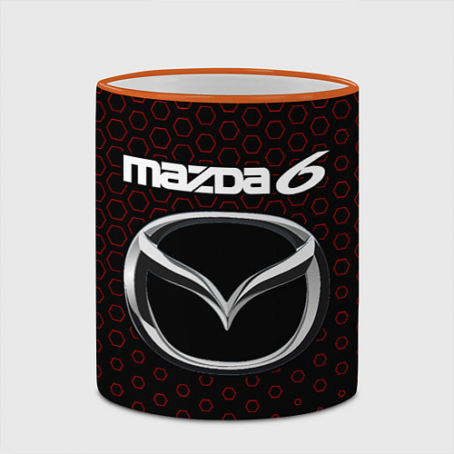 Кружка цветная MAZDA 6 - Соты / 3D-Оранжевый кант – фото 2