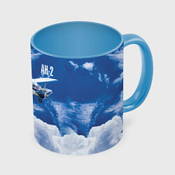 Кружка 3D Гражданский самолет Ан-2, цвет: 3D-белый + небесно-голубой