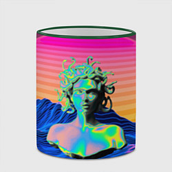 Кружка 3D Gorgon Medusa Vaporwave Neon Mountains, цвет: 3D-зеленый кант — фото 2