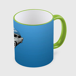 Кружка 3D Blue retro car, цвет: 3D-светло-зеленый кант