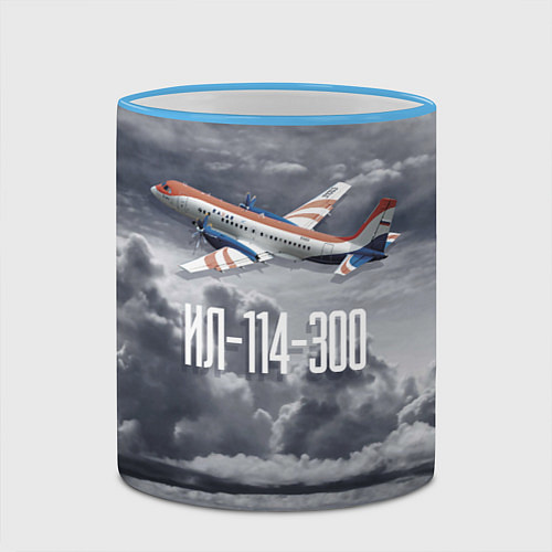 Кружка цветная Пассажирский самолет: Ил 114-300 / 3D-Небесно-голубой кант – фото 2