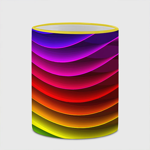 Кружка цветная Color line neon pattern Abstraction Summer 2023 / 3D-Желтый кант – фото 2