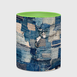 Кружка 3D Patchwork Jeans Осень Зима 2023, цвет: 3D-белый + светло-зеленый — фото 2